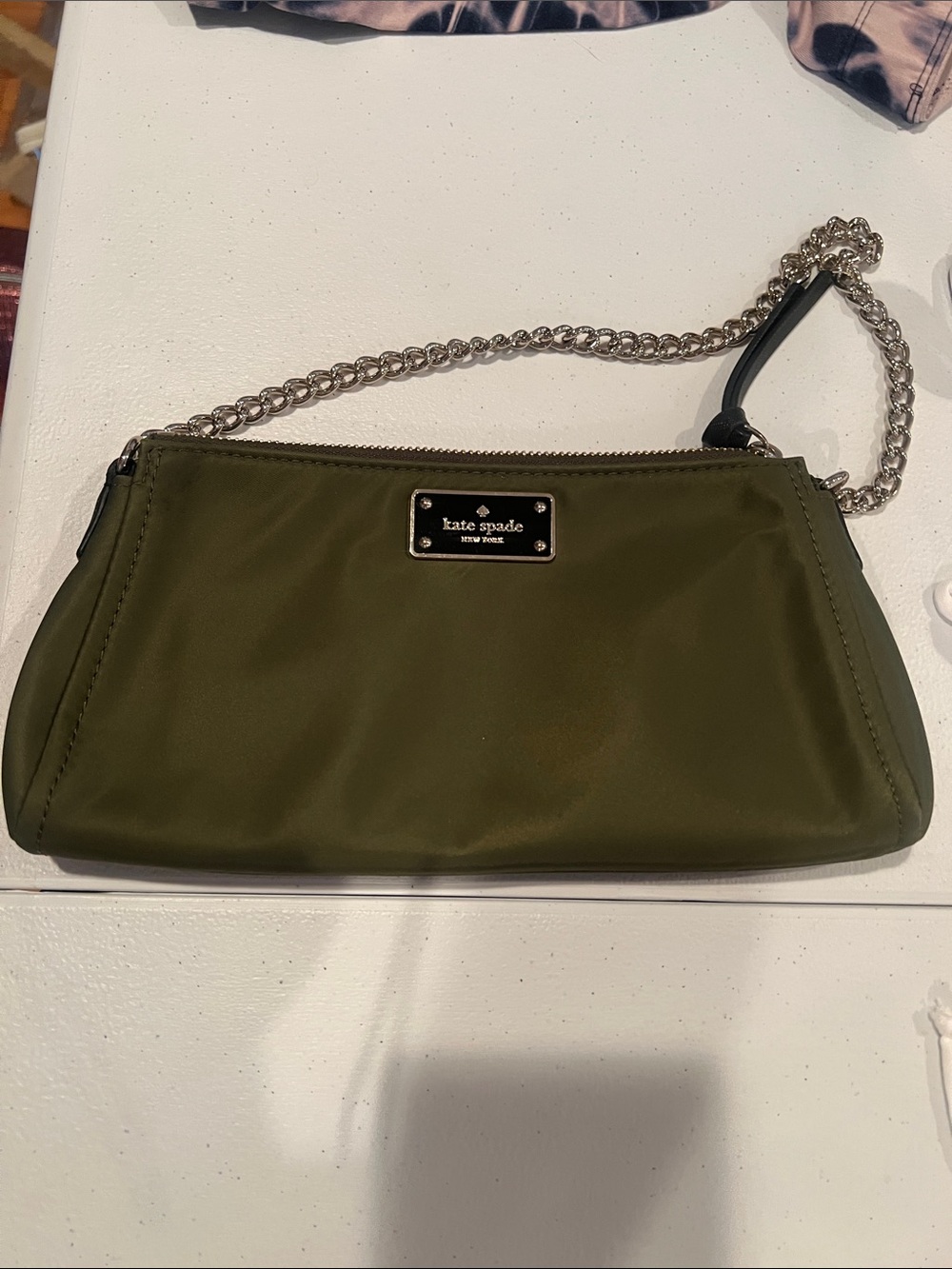 kate spade Olive Green Chain Strap Wristlet